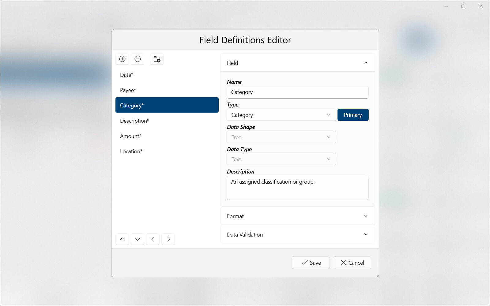 Field Definitions Editor