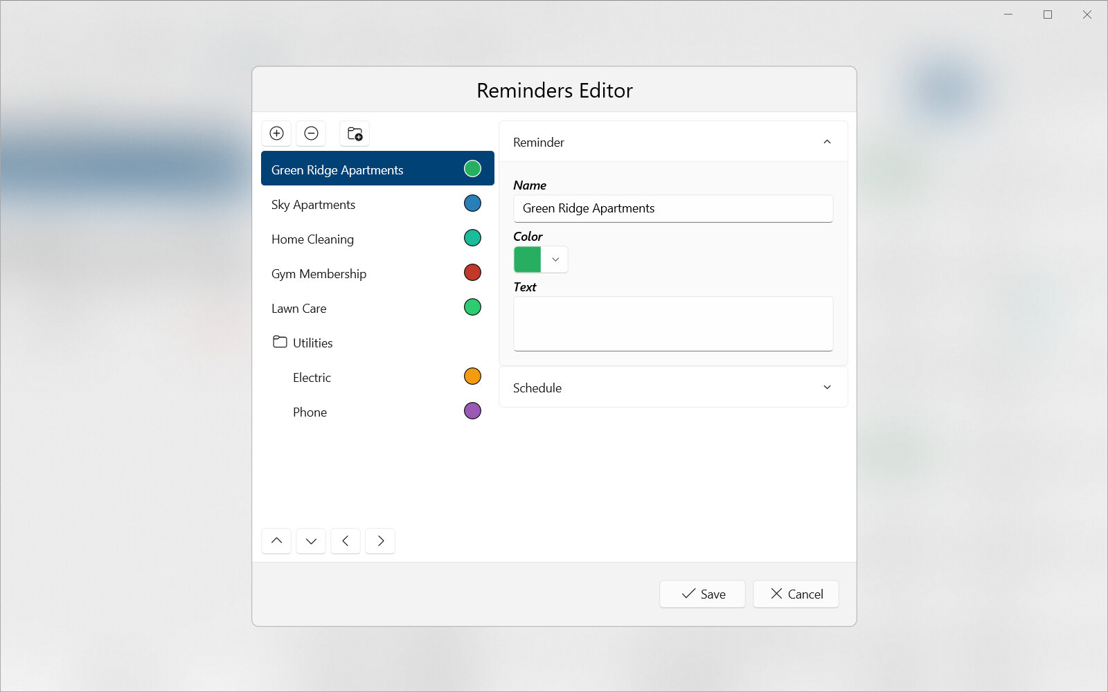 Reminders Editor