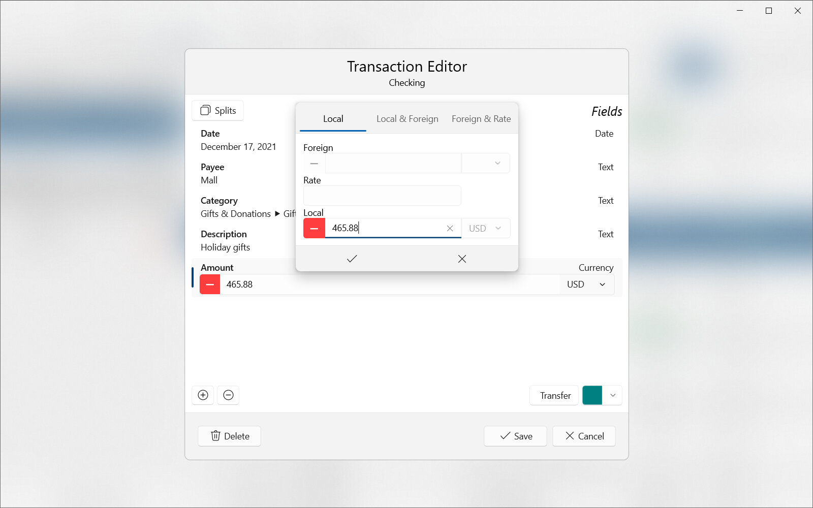 Transaction Editor